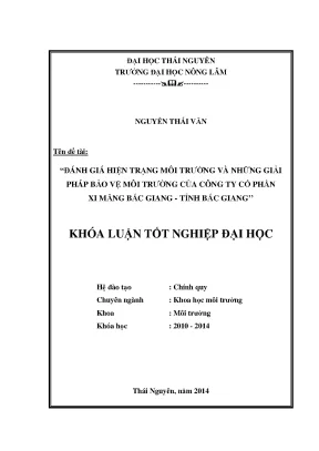 Đánh giá hiện trạng môi trường và giải pháp bảo vệ tại