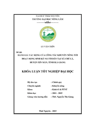 Đánh giá tác động khuyến nông đến sinh kế người dân xã