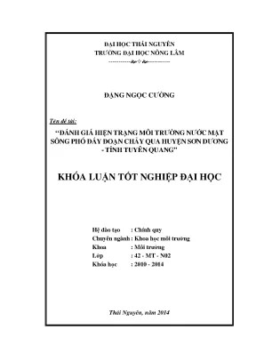 Đánh giá hiện trạng môi trường nước mặt sông Phó Đáy tại