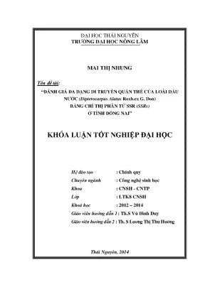 Đánh giá đa dạng di truyền quần thể Dipterocarpus alatus
