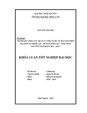 Đánh Giá Quản Lý Nhà Nước Về Đất Đai Tại Xã Minh Lập,