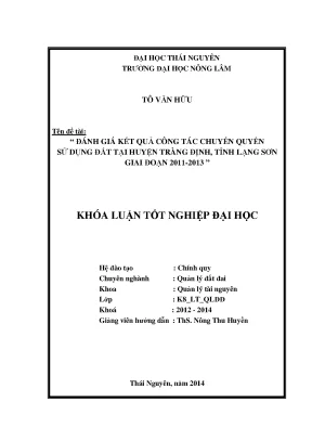 Đánh Giá Công Tác Chuyển Quyền Sử Dụng Đất Tại Huyện