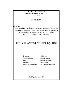 Đánh Giá Kết Quả Quy Hoạch Sử Dụng Đất 2011-2013 & Giải