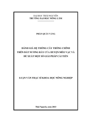 Đánh Giá Hệ Thống Cây Trồng Chính Trên Đất Nương Rẫy