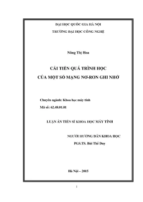 Cải tiến quá trình học của mạng nơron ghi nhớ trong luận