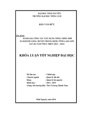 Đánh giá công tác xây dựng nông thôn mới tại xã Khánh
