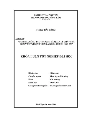 Đánh giá công tác thu gom và quản lý chất thải rắn y tế