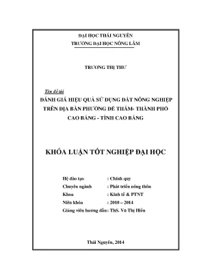 Đánh giá hiệu quả sử dụng đất nông nghiệp tại phường Đề