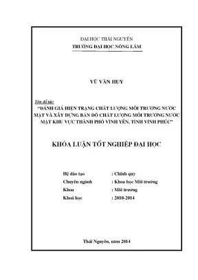 Đánh Giá Hiện Trạng & Xây Dựng Bản Đồ Chất Lượng Nước