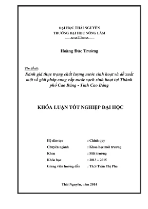 Đánh Giá Chất Lượng Nước Sinh Hoạt & Giải Pháp Cung Cấp