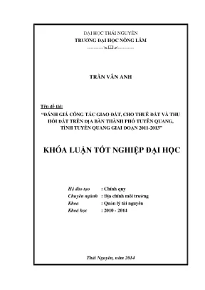 Đánh Giá Công Tác Giao Đất, Thuê Đất Và Thu Hồi Đất Tại