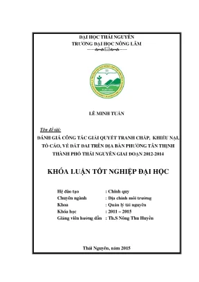 Đánh Giá Công Tác Giải Quyết Tranh Chấp Đất Đai Tại