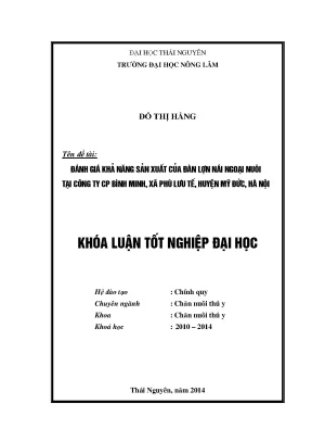 Đánh giá khả năng sản xuất của đàn lợn nái ngoại tại