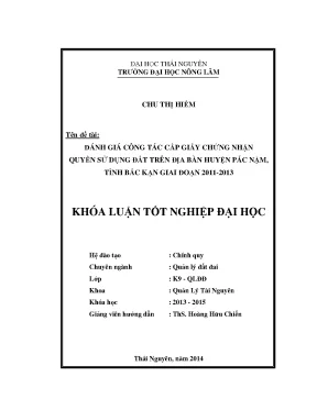 Đánh Giá Cấp Giấy Chứng Nhận Sử Dụng Đất Tại Huyện Pác