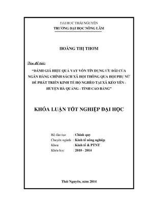Đánh Giá Hiệu Quả Vay Vốn Tín Dụng Ưu Đãi Từ Ngân Hàng