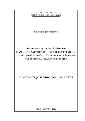 Đánh giá hiệu quả kinh tế và vai trò thích ứng biến đổi