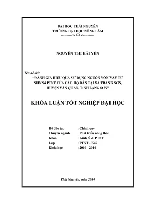 Đánh Giá Hiệu Quả Sử Dụng Vốn Vay NHNN PTNT Tại Xã Tràng