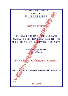 Luận Văn Thạc Sĩ: Quản Lý Rủi Ro Tín Dụng Khách Hàng Cá