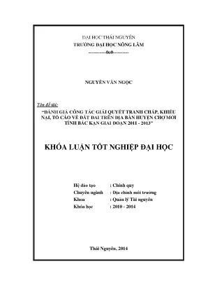 Đánh Giá Công Tác Giải Quyết Tranh Chấp Đất Đai Tại