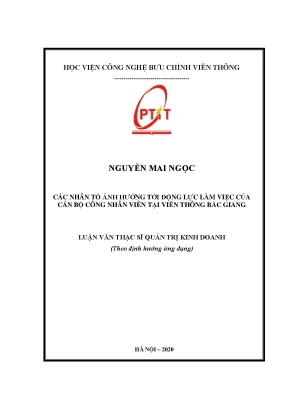 Các nhân tố ảnh hưởng đến động lực làm việc của nhân
