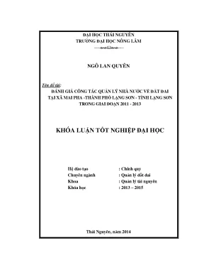 Đánh Giá Quản Lý Nhà Nước Về Đất Đai Tại Xã Mai Pha,