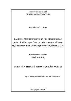 Ảnh hưởng của xã hội đến quản lý rừng tại Công ty Lâm