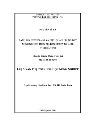 Đánh giá hiện trạng và hiệu quả sử dụng đất nông nghiệp