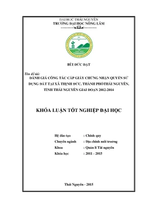 Đánh Giá Công Tác Cấp Giấy Chứng Nhận Sử Dụng Đất Tại Xã