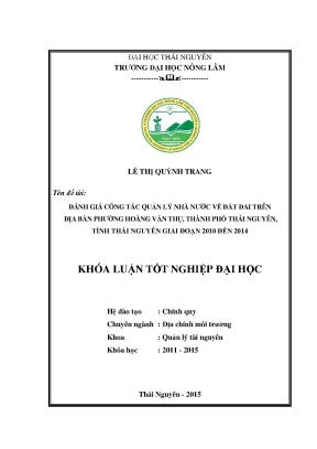 Đánh Giá Quản Lý Nhà Nước Về Đất Đai Tại Phường Hoàng