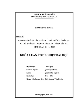 Đánh Giá Quản Lý Nhà Nước Về Đất Đai Tại Xã Xuân Ái,
