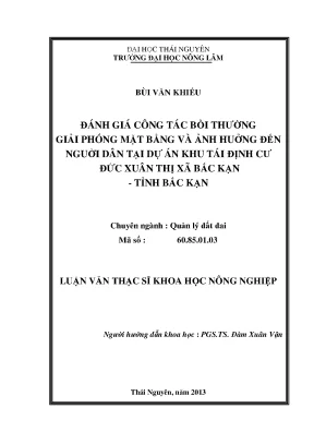 Đánh giá công tác bồi thường giải phóng mặt bằng và tác