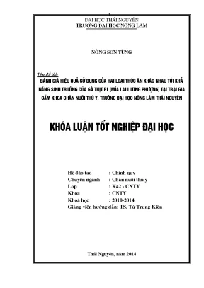 Đánh giá hiệu quả thức ăn đối với sinh trưởng gà thịt F1