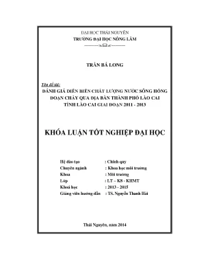 Đánh giá chất lượng nước sông Hồng tại Lào Cai giai đoạn