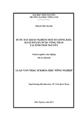 Khảo Nghiệm Giống Keo Bạch Đàn Đã Công Nhận Tại Thái Nguyên
