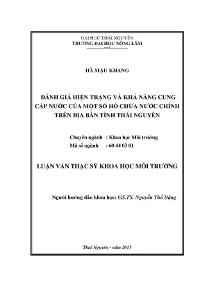 Đánh giá hiện trạng và khả năng cung cấp nước của các hồ