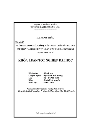 Đánh Giá Công Tác Giải Quyết Tranh Chấp Đất Đai Tại Thị