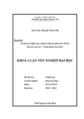 Đánh Giá Hiệu Quả Hoạt Động Khuyến Nông Tại Huyện Đại