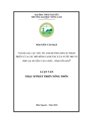 Đánh giá yếu tố phát triển mô hình canh tác lúa nước tại
