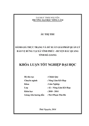 Đánh Giá Thực Trạng Và Giải Pháp Quản Lý Bảo Vệ Rừng Tại