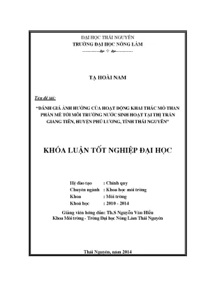 Đánh giá ảnh hưởng khai thác mỏ than Phấn Mễ tới môi
