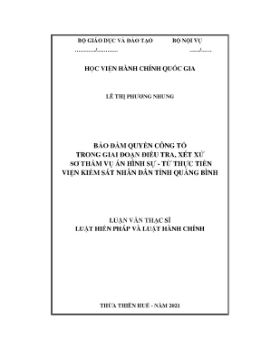 Luận văn thạc sĩ: Bảo đảm quyền công tố trong điều tra