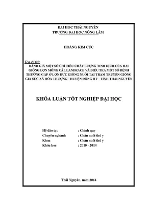 Đánh Giá Chất Lượng Tinh Dịch Và Bệnh Thường Gặp Ở Lợn