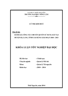 Đánh giá công tác chuyển quyền sử dụng đất tại Huyện Hạ