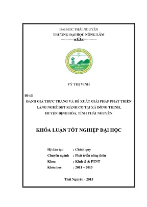 Đánh Giá Thực Trạng Và Giải Pháp Phát Triển Làng Nghề