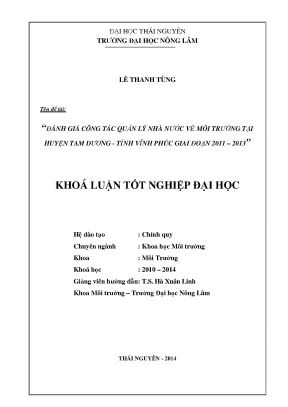 Đánh Giá Quản Lý Nhà Nước Về Môi Trường Tại Huyện Tam