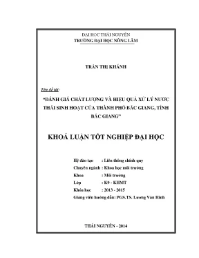 Đánh Giá Chất Lượng Và Hiệu Quả Xử Lý Nước Thải Sinh