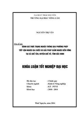 Đánh Giá Nghèo Đa Chiều Và Giải Pháp Giảm Nghèo Bền Vững