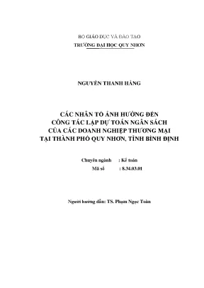 Các nhân tố ảnh hưởng đến lập dự toán ngân sách tại