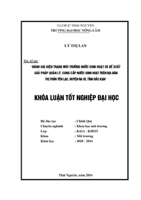 Đánh giá hiện trạng môi trường nước sinh hoạt và giải