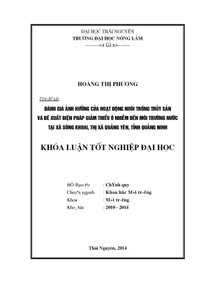 Đánh Giá Ảnh Hưởng Nuôi Trồng Thủy Sản & Biện Pháp Giảm